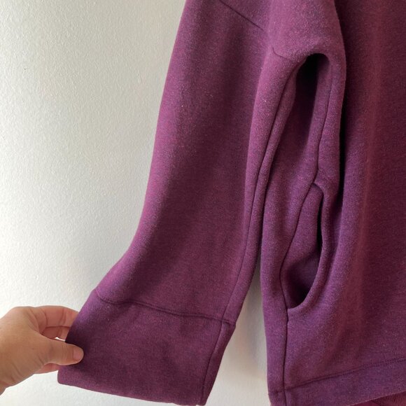 Athleta Sz S M Cozy Karma Funnel Neck Sweatshirt Fleece Burgundy Pullover Top - Picture 5 of 8